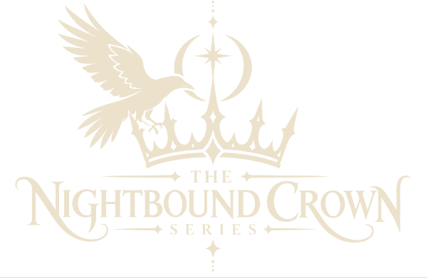 The Nightbound Crown series logo — a crow perched on a dark crown beneath a crescent moon